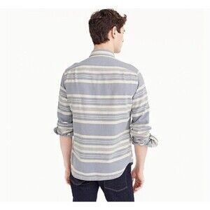 Mens SML‎ J Crew Deck Striped Shirt Button Down Long Sleeve Concrete Blue